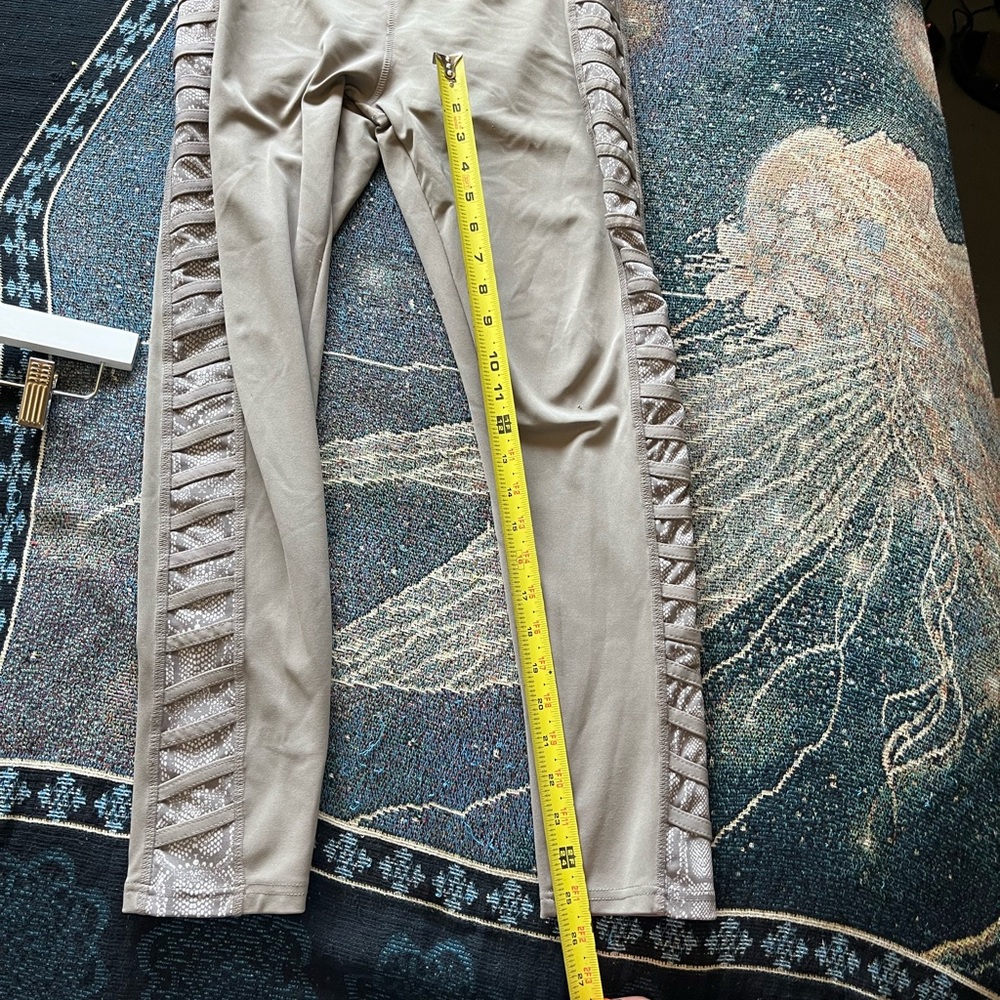 BSP Tan Ribbed Leggings Size L High-Waisted Stretchy Activewear Yoga Athletic - Picture 11 of 13